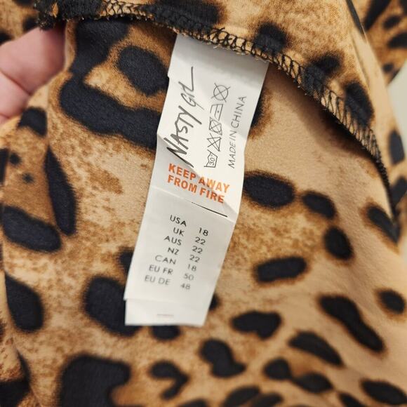 Nasty Gal Satin Slip Dress Cheetah Animal Print Fierce Sultry Glam - Size 22 - Picture 7 of 8